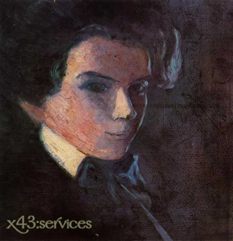 Egon Schiele - Selbstportrait nach rechts blickend